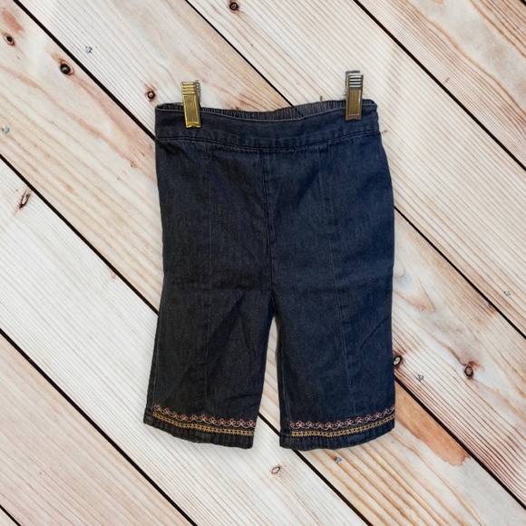 VINTAGE elastic waistband embroidered hem jeans - Picture 1 of 7
